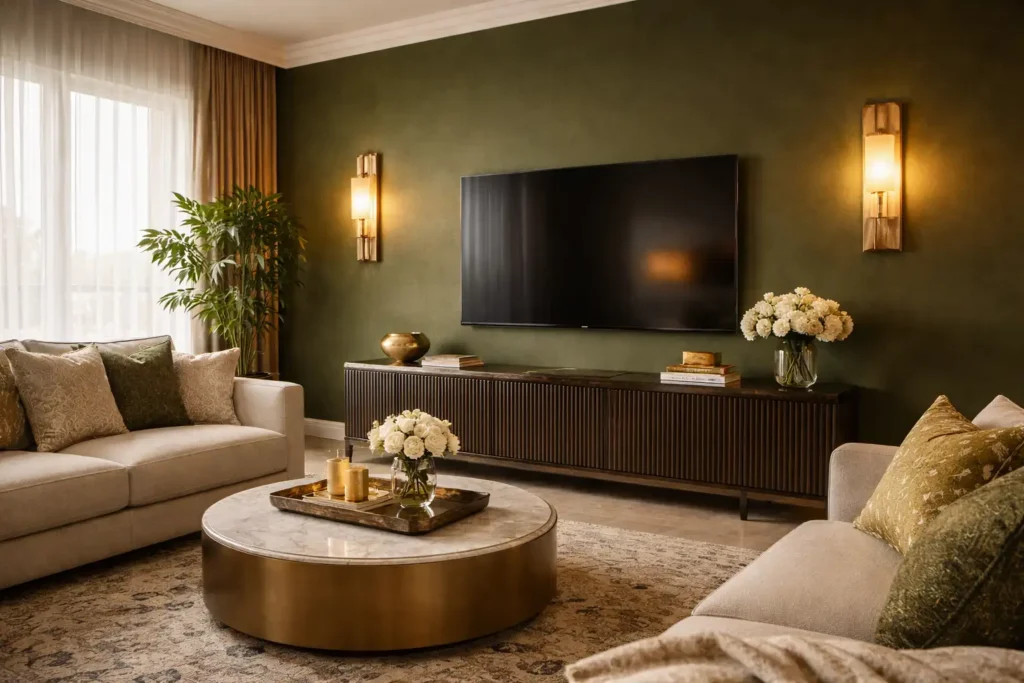  الأخضر الزيتي لجدار مميز (Accent Wall)
