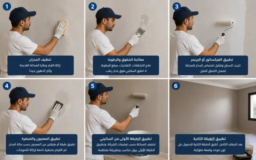 طريقة تطبيق صباغة ساتيني للمنازل خطوة بخطوة